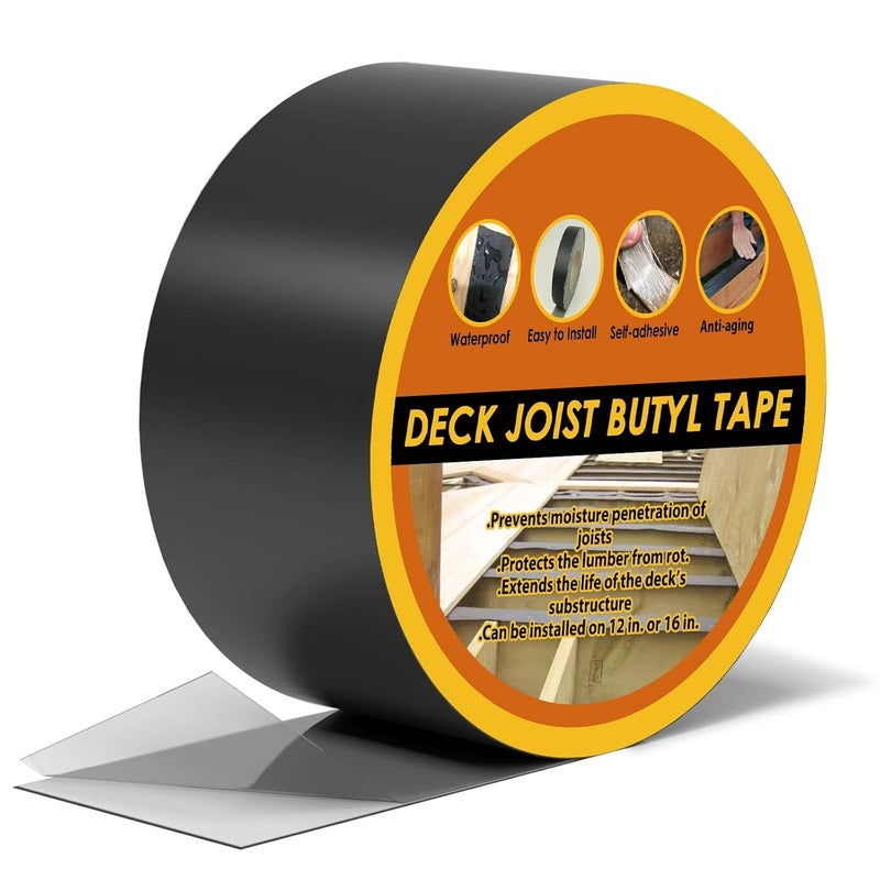 JOAPRIL Joist Tape 3" x 50', 1pack Self-Adhesive Deck Joist Flashing Tape for Hardwood, Thermal Wood, PVC, Pressure Treated, and Composite Decking - Image 1